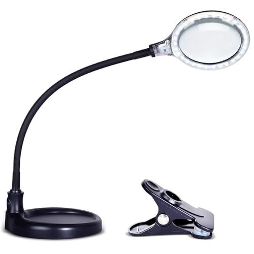 Magnifying Desk Lamp 2.25x Light with Flex Arm - White, 5 Diopter