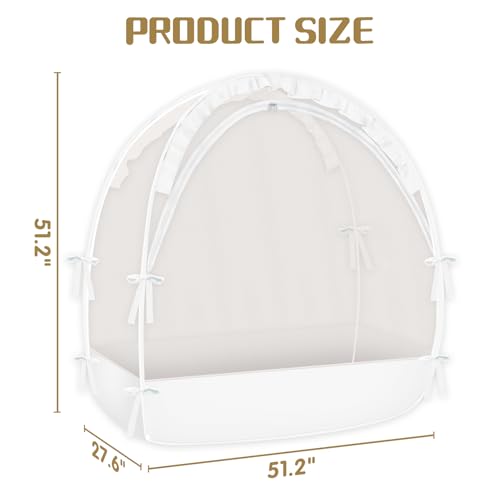 Large Mesh Baby Crib Tent - Climbing & Fall Prevention with Two-Way Zipper - White