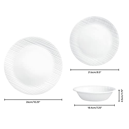 Corelle Linen Weave 12-Piece Lightweight Durable Dinnerware Set - Space Saving