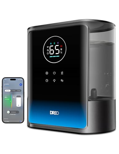 DREO 8L Smart Humidifier for Large Rooms - Black, Warm & Cool Mist, 80H Runtime