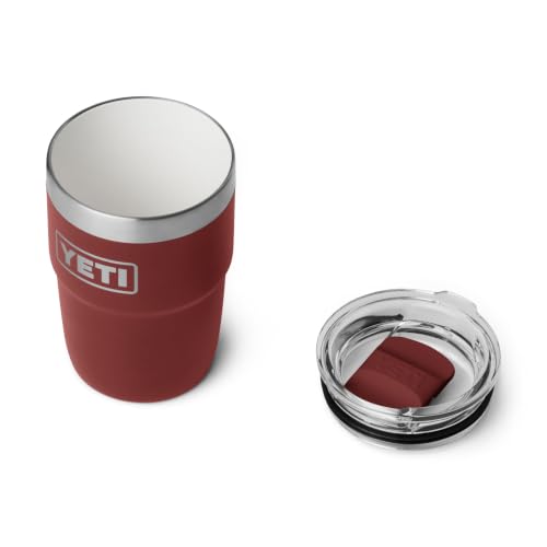 YETI Rambler 8 oz Insulated Coffee Mug with Lid - Stag Red, Double-Wall Vacuum, Dishwasher Safe