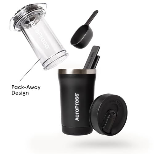 AeroPress Go Plus Portable Coffee Maker Kit - Black, Travel Coffee System