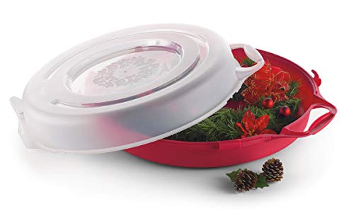 HOMZ Red 24-Inch Holiday Wreath Storage Container 3 Pack - Clear Plastic