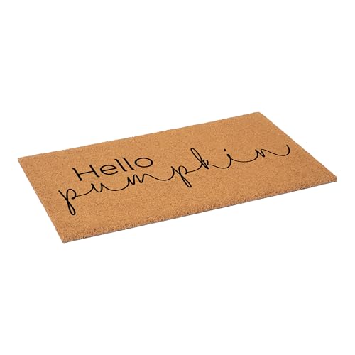 Calloway Mills Hello Pumpkin Doormat 30 x 48 Inches - All-Season Coir Entry Rug with Vinyl Backing, Pumpkin Welcome Mat for Porch