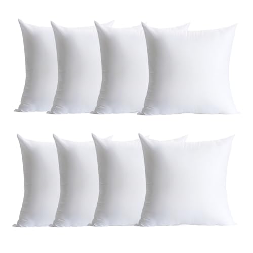 18 x 18 Inch Plush Throw Pillow Inserts Set of 8 - Hypoallergenic Cushion Fill