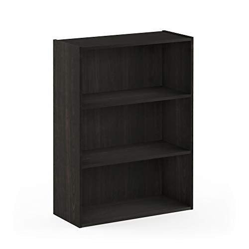 Furinno Pasir Blackwood 3-Tier Bookcase - Wide Storage Shelves, Modern Home Office & Living Room Furniture