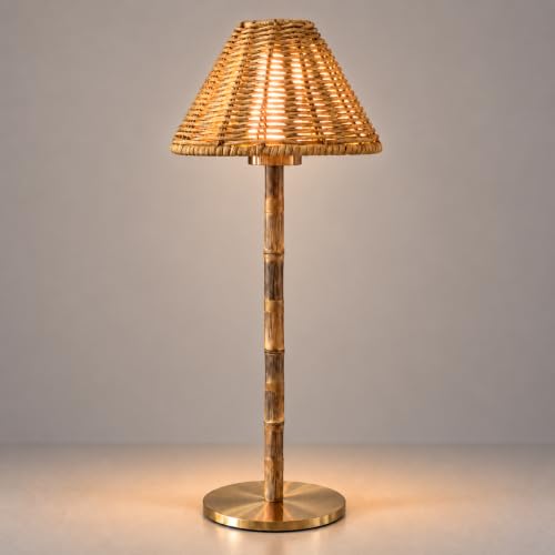 Bamboo Cordless LED Table Lamp – Rechargeable 24-Hour Battery,