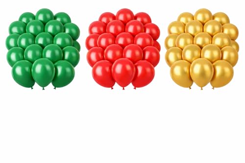 DREAM DECOR Celebrating Life's Moments Red Green Gold Balloon Kit - 50 Assorted Latex Balloons for Christmas & Parties