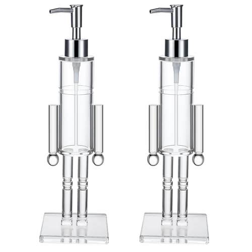 Christmas Nutcracker Soap Dispenser Set - Acrylic Refillable Hand Pump Bottles for Kitchen & Bathroom Decor