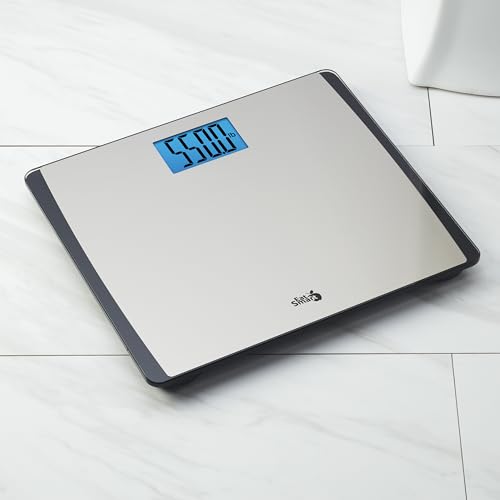 EatSmart Digital Bathroom Scale 550 lb Capacity - Large Platform, ESBS-56, Silver