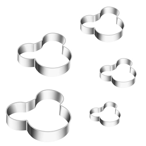 Mouse-Shaped Cookie Cutters 5-Pack Stainless Steel, 2.12"–3.86" (MrCookie) – Variation: Mouse