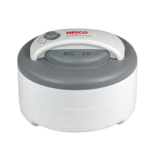 Food Dehydrator for Jerky and Snacks - 4 Trays, Adjustable Temp, White & Grey - Dehydrator