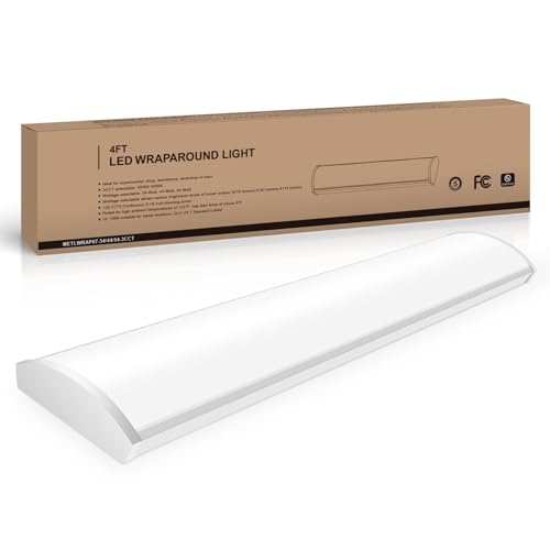 4FT LED Wraparound Light Fixture - Kitchen Ceiling Light with Dimming, 54W, 6210LM, 3500-5000K, 120-277V, UL Listed, 0-10V Dimmable - Variation of THIS listing