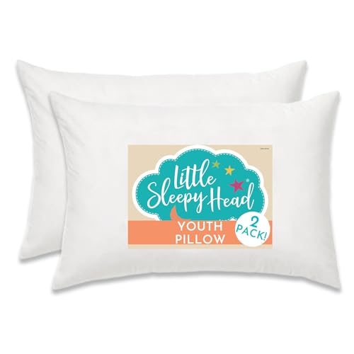 Little Sleepy Head Youth Bed Pillow 16x22 2-Pack - Soft Hypoallergenic Support