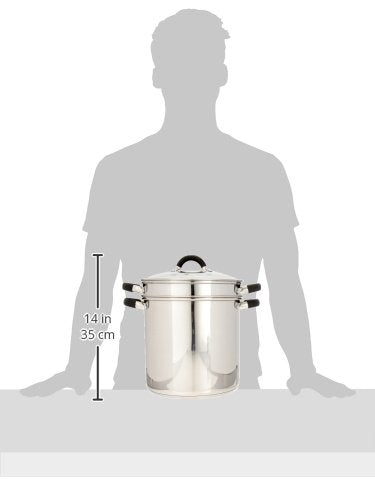 ExcelSteel 12 Qt Stainless Steel Pasta Cooker with Glass Lid & Silicone Handles