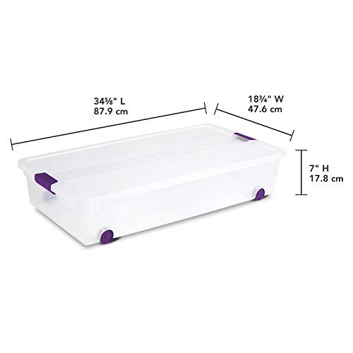 Sterilite ClearView Latch Wheeled Underbed Storage Boxes - 60 Quart, 4-Pack
