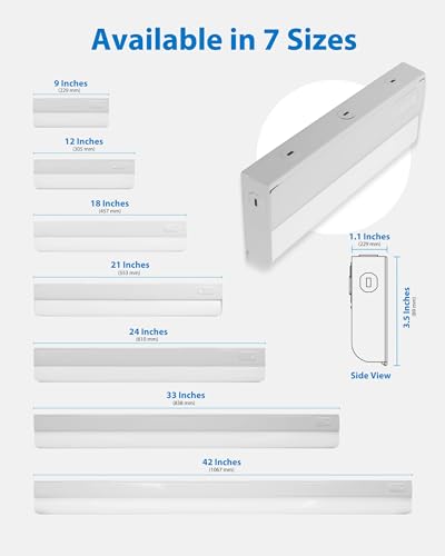 24-Inch Dimmable Under Cabinet LED Light - Selectable CCT 2700K-5000K, No Switch