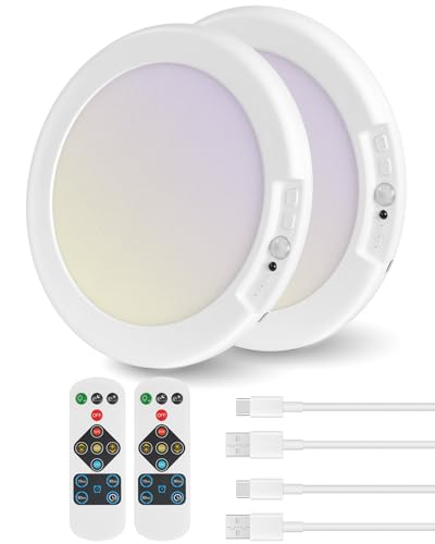 Rechargeable Motion Sensor Ceiling Light with Remote - 2 Pack, 3 Color Temperatures