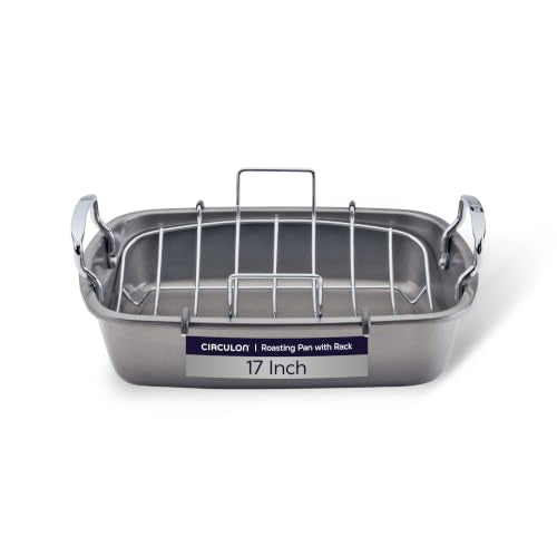 Circulon Total 17x13 Inch Nonstick Roasting Pan with U-Rack, Gray