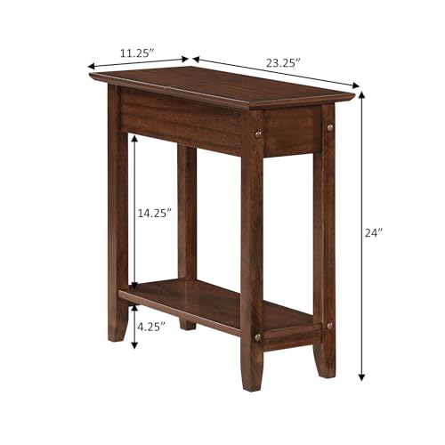 Espresso American Heritage Flip Top End Table with Hidden Storage & Lower Shelf