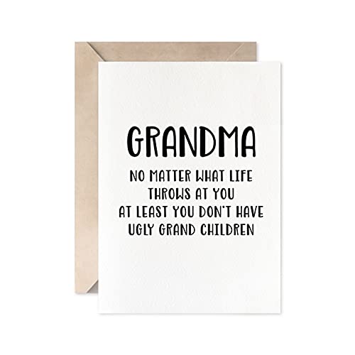 Funny Grandma Birthday Card Don’t Have Ugly Grandchildren – Mother’s Day & Christmas Gift from Grandson or Granddaughter