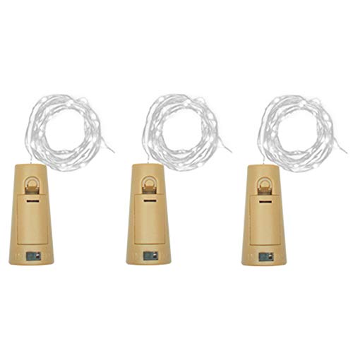 Wine Bottle Lights with Cork, Battery Operated 20 LED Cork Shape Silver Wire Colorful Fairy Mini String Lights(No Bottles) for DIY, Party, Decor, Christmas, Halloween,Wedding (3, Cool White)