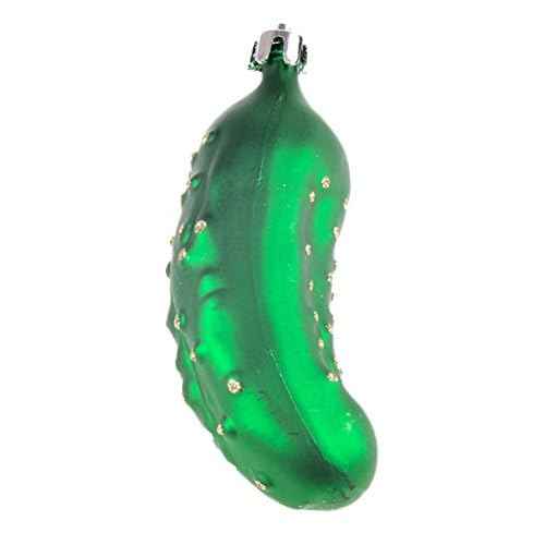 Pickle Christmas Ornament Set by Clever Creations | Metallic Pickles in Green | 3 Pack | Festive Holiday D?cor | Lightweight Shatter Resistant | Hangers Included | 1.5" x 4.5"
