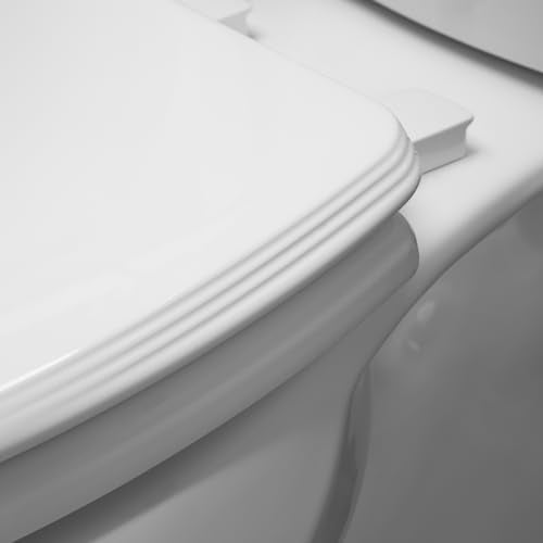 Bemis Elongated Modern Wood Toilet Seat Premium with Slow Close & Decorative Edge - Made in USA, White