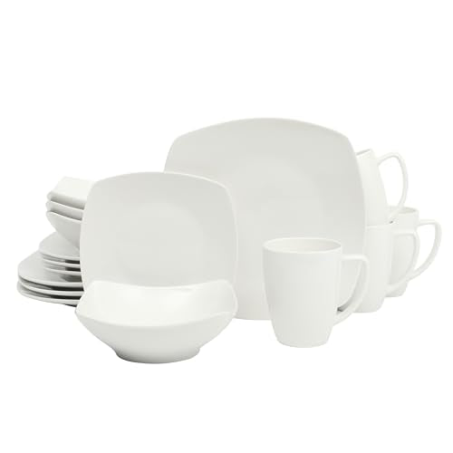 Gibson Home Zen Buffet 16pc White Porcelain Dinnerware Set for 4 Service
