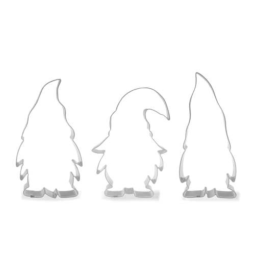 Keewah 3-Piece Gnome Cookie Cutter Set - Stainless Steel Baking Tools