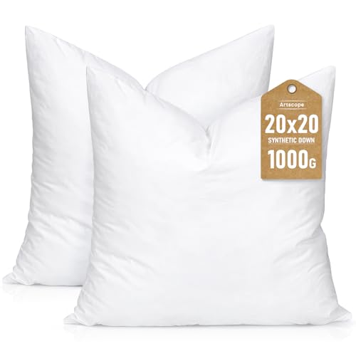 Artscope Synthetic Down Pillow Insert, 20x20 Throw Inserts Set of 2