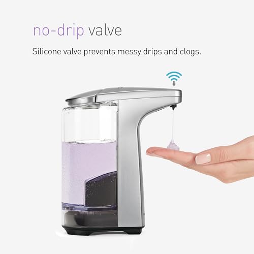 simplehuman 8 oz. Touchless Sensor Liquid Soap Dispenser with Brushed Nickel Finish, Battery Operated