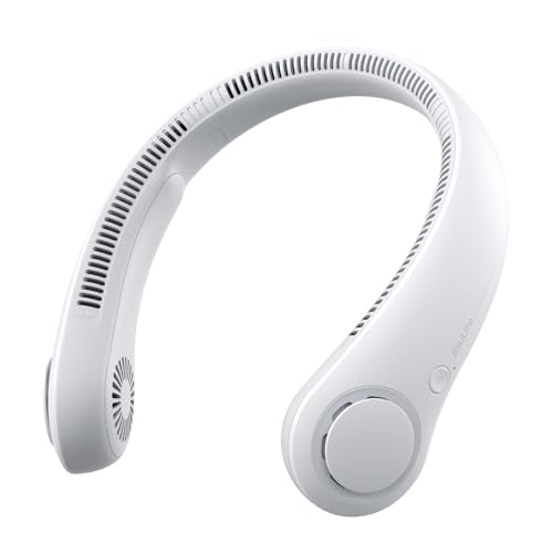 Grey Portable Neck Fan - Hands-Free Bladeless Personal Cooling, 5 Speeds, 4000mAh