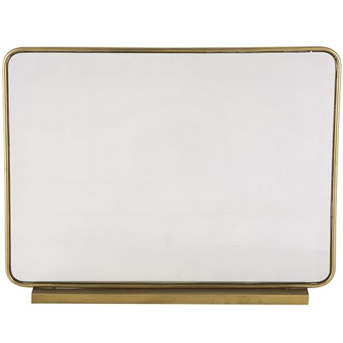 Gold Metal Geometric Fireplace Screen - 38 Inch Indoor Decor