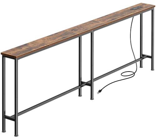 Huuger 70.8 Inch Console Table, Skinny Sofa Table with Charging