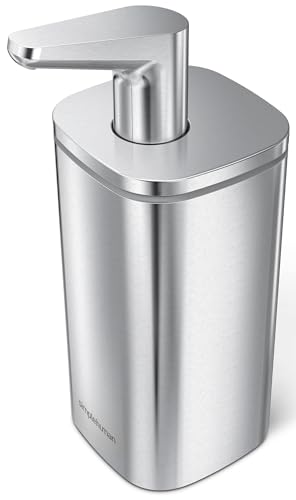 simplehuman Pulse Pump Soap Dispenser 10 oz Brushed Stainless Steel – No-Drip Refillable Kitchen & Bathroom