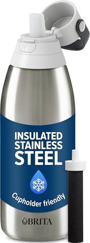 Brita Stainless Steel Premium Filtering Water Bottle, BPA-Free,
