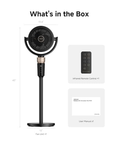 DREAME Pedestal Air Circulator Fan FC15 for Bedroom, Black
