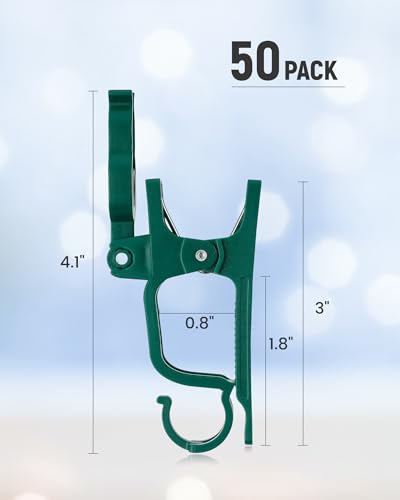 SURAIELEC 50 Pack Christmas Light Clips for C7/C9, Waterproof Gutter Clips