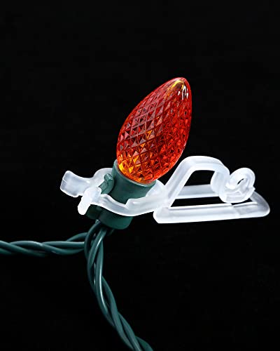 Tatuo 100 Pack Clear Christmas Light Clips for C7 & C9 Bulbs | Gutter & Shingle Mounting
