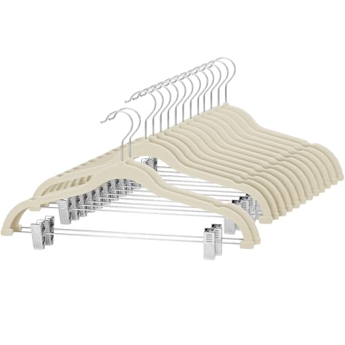Cozymood Velvet Skirt Hangers Set of 24 Beige with Clips
