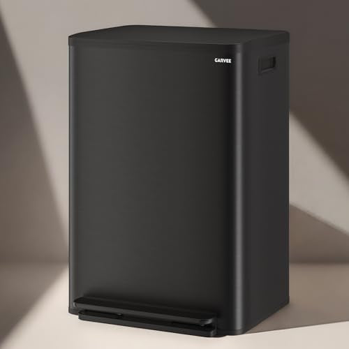 Garvee Matte Black 13 Gallon Stainless Steel Trash Can with Soft Close Lid