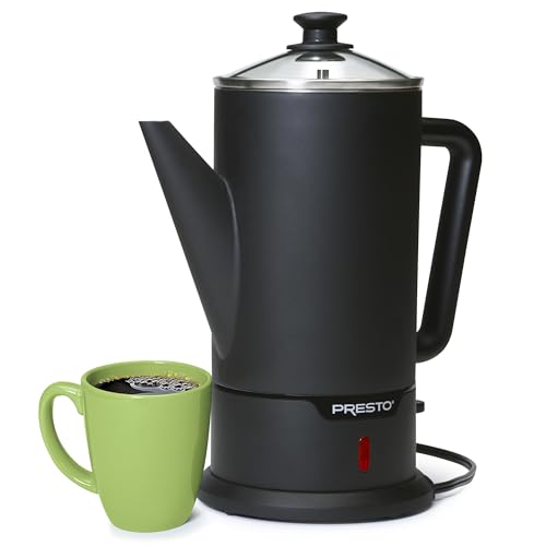 Presto Black 12-Cup Cordless Stainless Steel Coffee Percolator