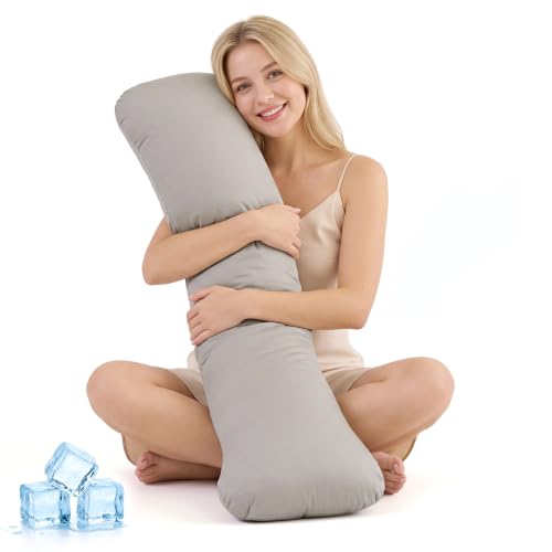YZ HOME Cooling Grey Weighted Body Pillow 41x10 Inches, 6.5lbs - Sleep & Stress Relief