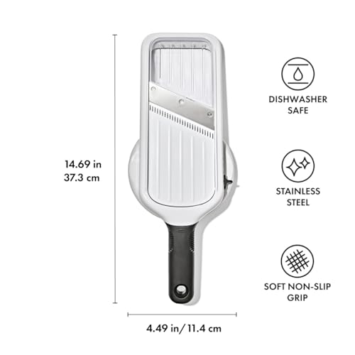 Handheld Mandoline Slicer with 5 Adjustable Blade Settings - Compact Kitchen Tool