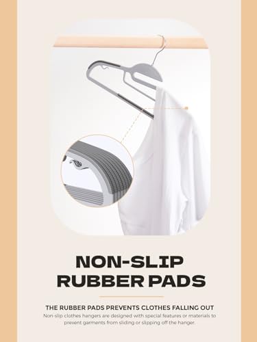 HOUSE DAY Grey Plastic Hangers 50 Pack, Slim Space Saving, Non Slip