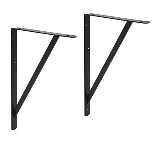Heavy Duty Metal Shelf Brackets 20 x 13 Inches Black Steel Wall Mounts