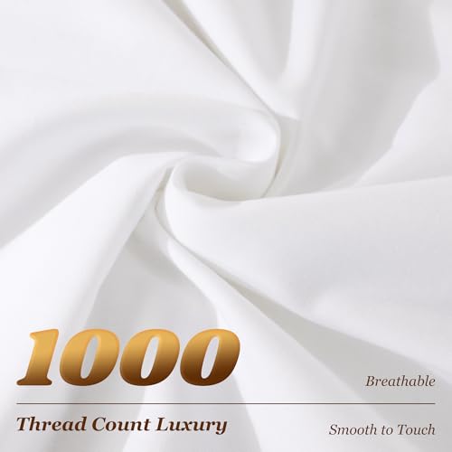 White Queen Size Egyptian Cotton Sheet Set - 1000 TC Deep Pocket Bed Sheets