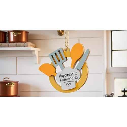 Rustic Farmhouse Style, Happiness is Homemade Design, Cooking Christmas Ornament, Baking Ornaments for Christmas Tree, Kitchen Themed Christmas Ornaments, Cook Ornament Gift for Women