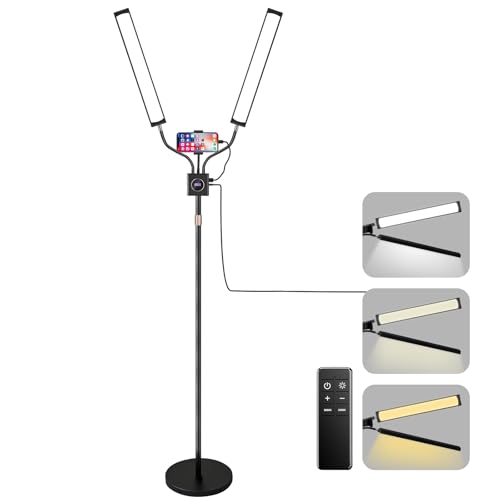 Dual Arms Lash Light, Dimmable 3 Color Tattoo Ring Light with Phone
